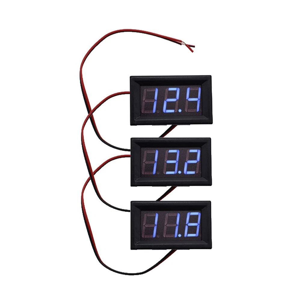 3X Blue LED 3-Digital Display Voltage Meter for Motorcycle