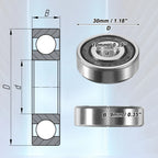 2X 6200-2RS Deep Groove Ball Bearings for Auto (10x30x9mm)