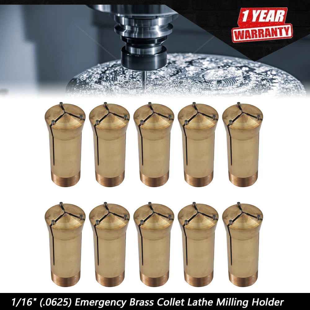 Set of 10 Brass Collets for Lathe Milling Holder (Precision)