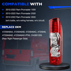Rear Tail Light for Ram Promaster 1500 2500 (2010-2024)