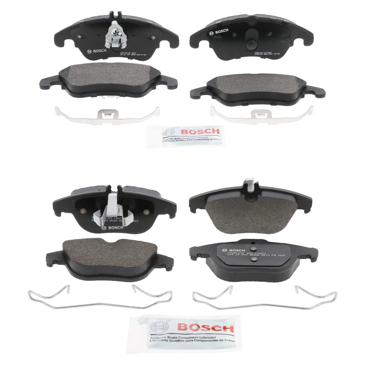 Set of 4 Bosch Quietcast Disc Brake Pads for Mercedes W204 C250 C300 C350 (2008–2015)
