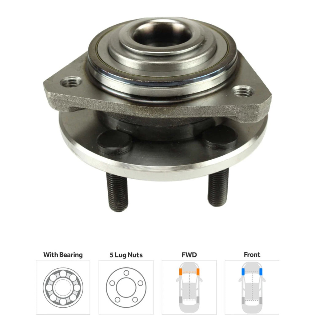 Set of 2 Wheel Hubs for Chrysler Sebring (1996–2006) Front 5 Lug