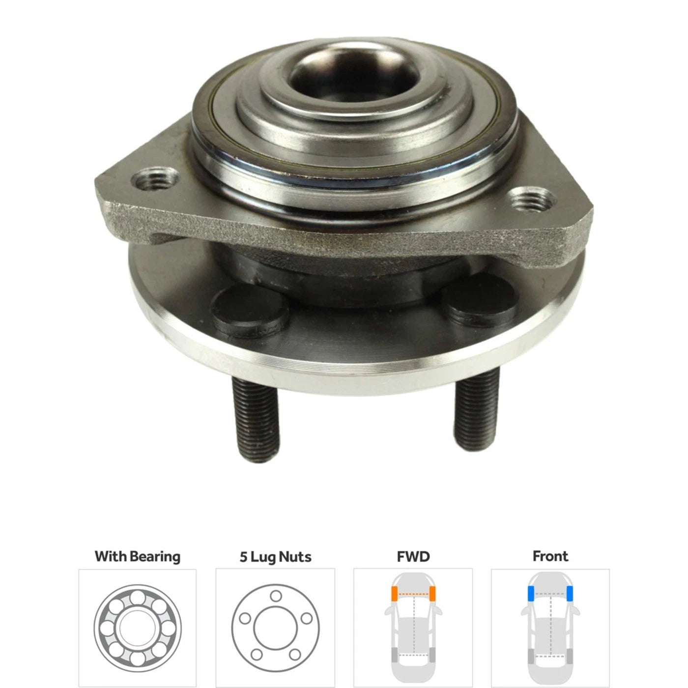 Set of 2 Wheel Hubs for Chrysler Sebring (1996–2006) Front 5 Lug
