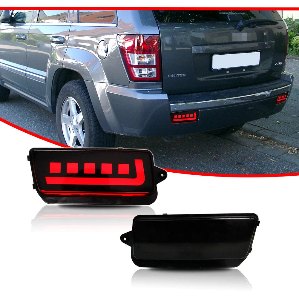 Set of Smoked Lens LED Bumper Brake Tail Lights for Jeep Grand Cherokee (2005–2010)