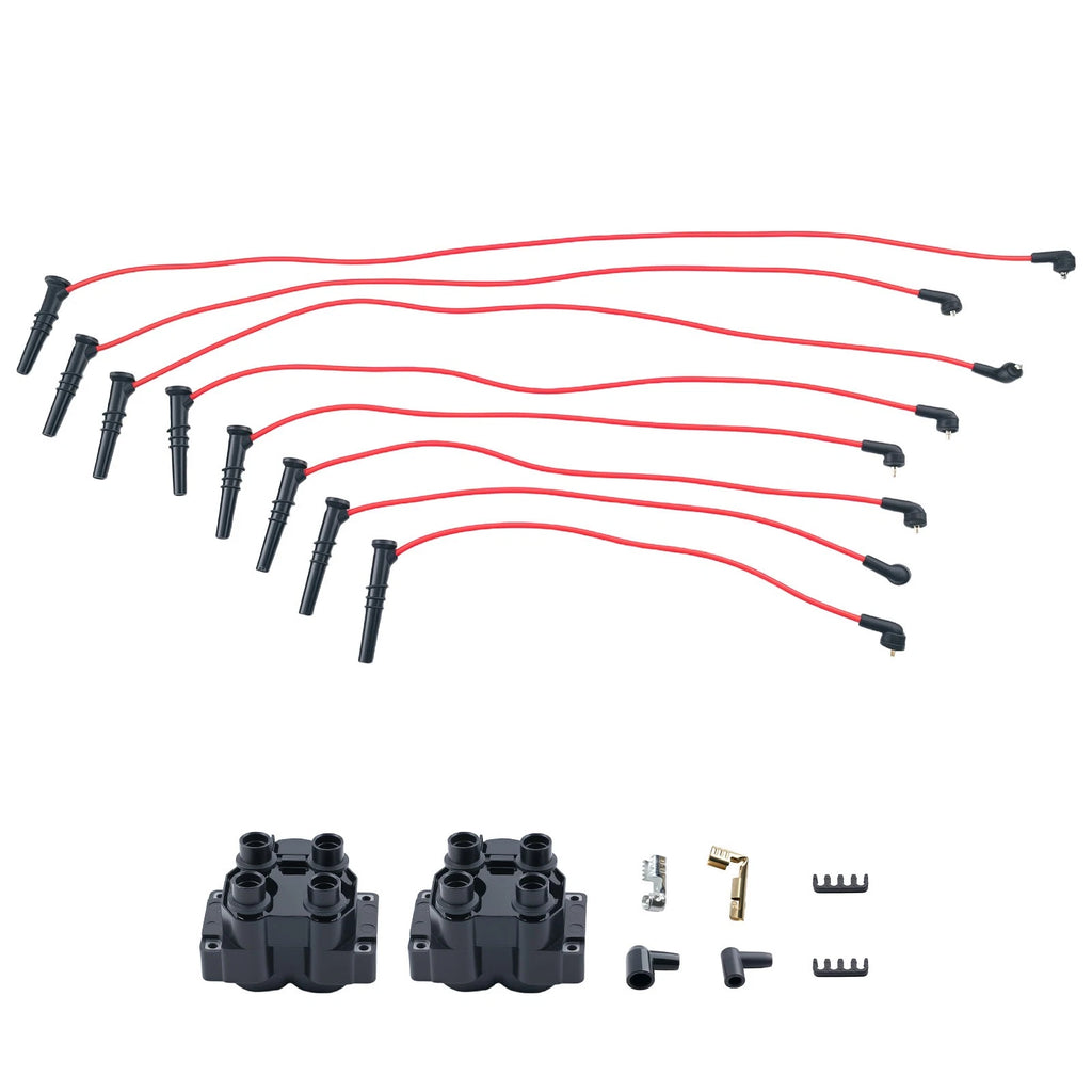 2X Ignition Coils & 8X Wires for Lincoln Town Car Continental Mark VIII (1990–1997)