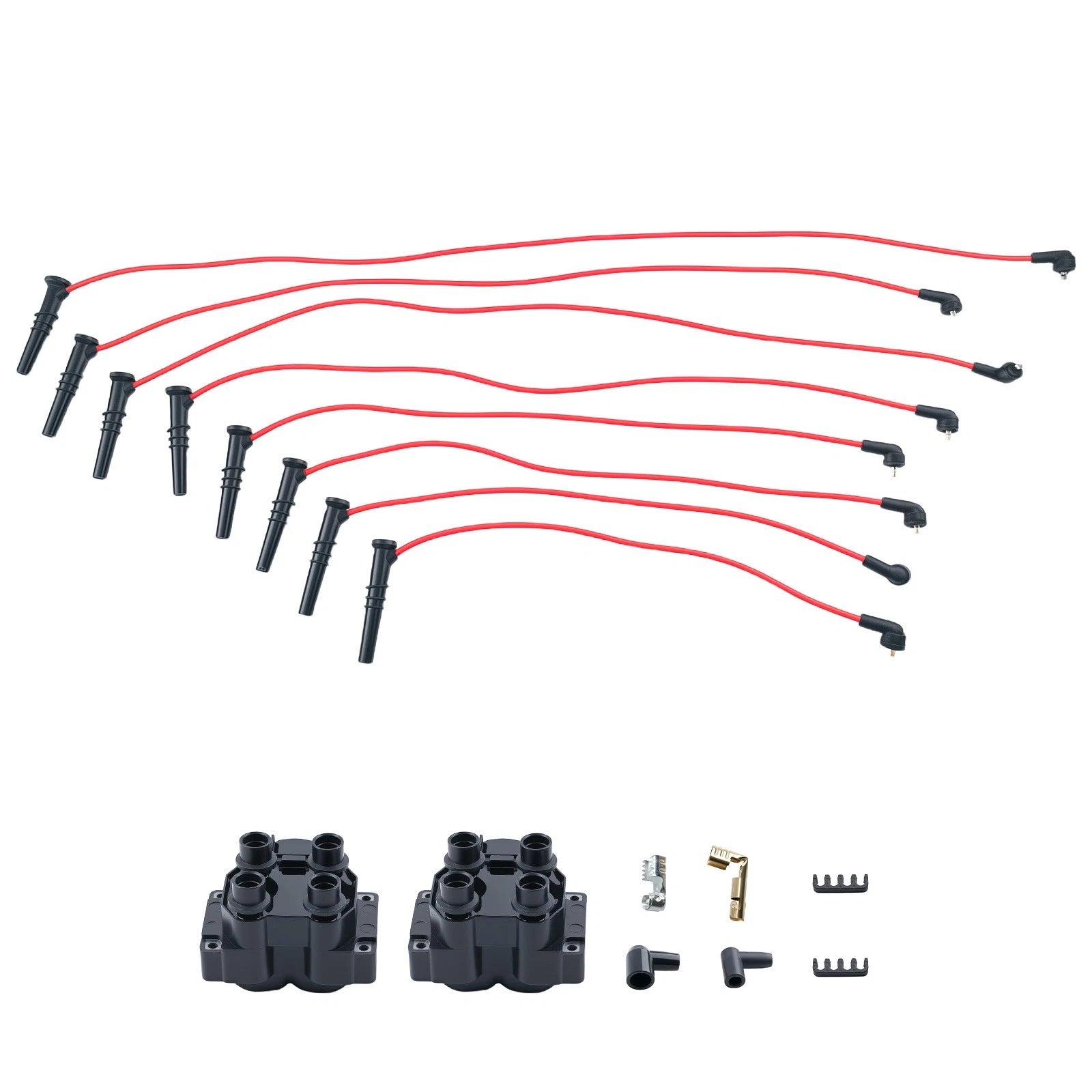 2X Ignition Coils & 8X Wires for Lincoln Town Car Continental Mark VIII (1990–1997)