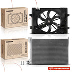 2X AC Condenser and Cooling Fan Assembly for Ford Lincoln Mercury