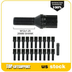 Set of 20 Black Wheel Lug Bolts M12x1.25 for Jeep Renegade, Dodge