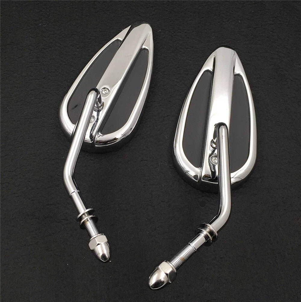 Chrome Teardrop Mirrors for Harley Sportster Low Glide FXRS FXRT Softail
