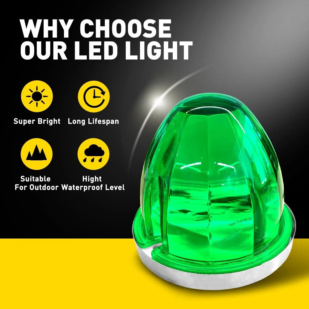 8X Green LED Watermelon Marker Lights with Strobe for Truck Trailer