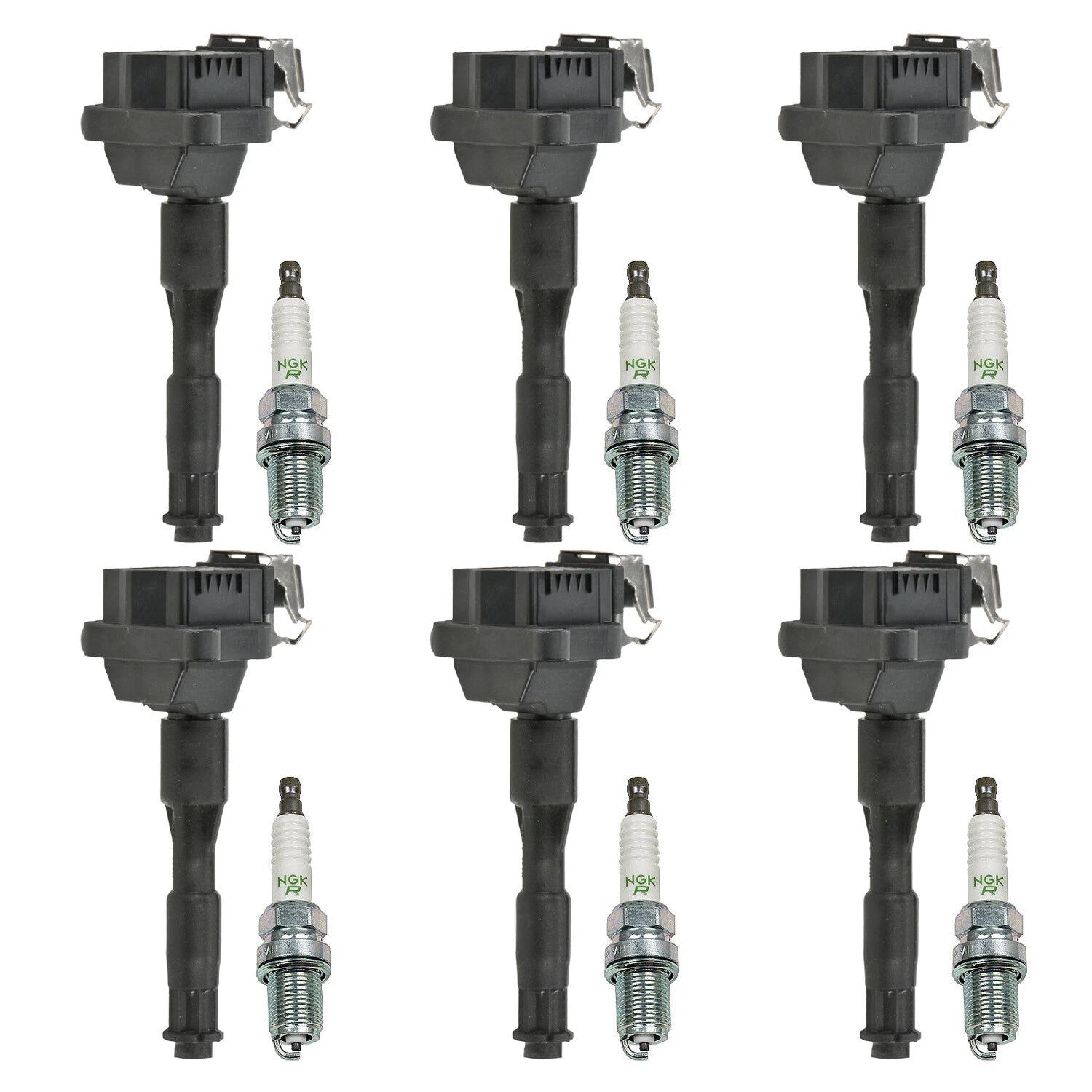 Set of 6 Ignition Coils & NGK V-Power Spark Plugs for A4 A6 320i 530i S80