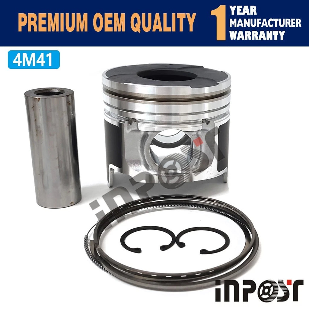 Set of 4 STD 4M41 Pistons with Rings for Mitsubishi 4M41