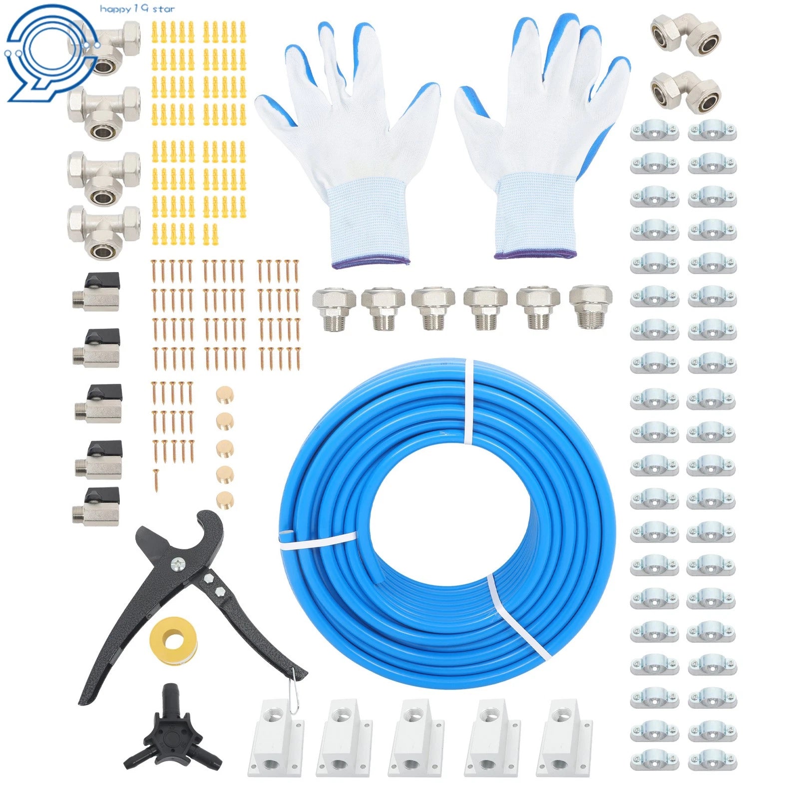 3/4" Aluminum Compressed Air Piping Kit for Shop Use (200ft)