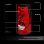 Rear Brake Tail Lights for Chevy Silverado Fleetside (2003–2007) - Red Lens