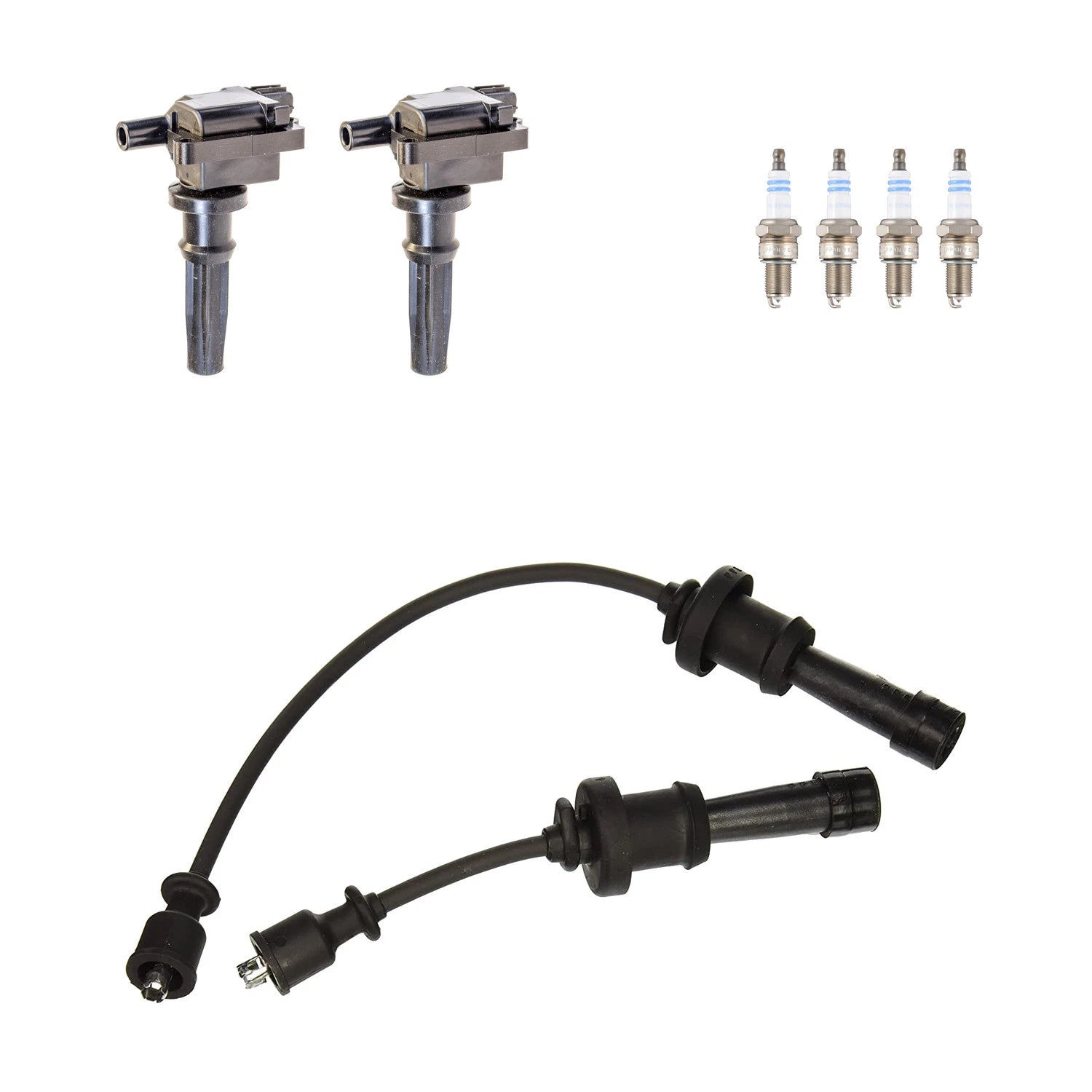 Set of 2 Ignition Coil Wires & 4 Spark Plugs for Kia Optima (L4)