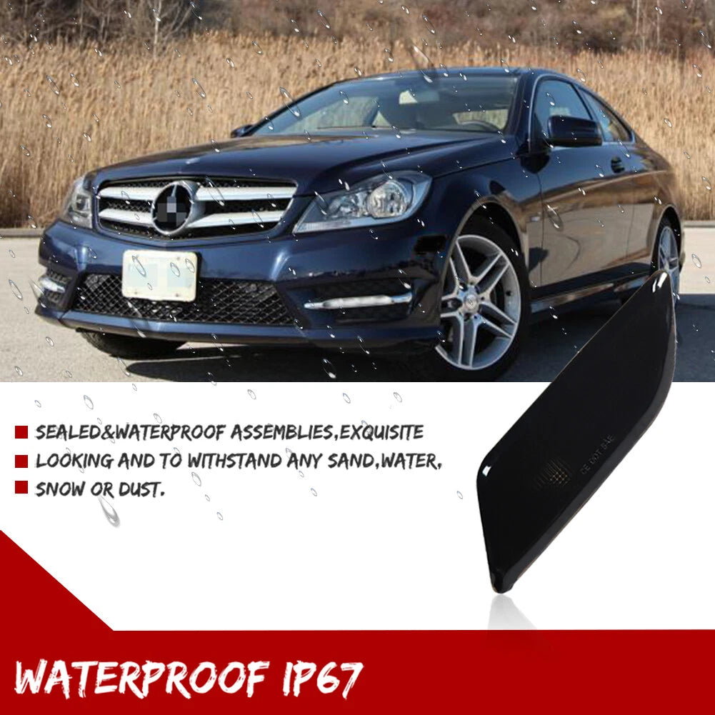 2X Smoked Housing Covers for Benz W204 C250 C300 C350 Front Side Marker Light