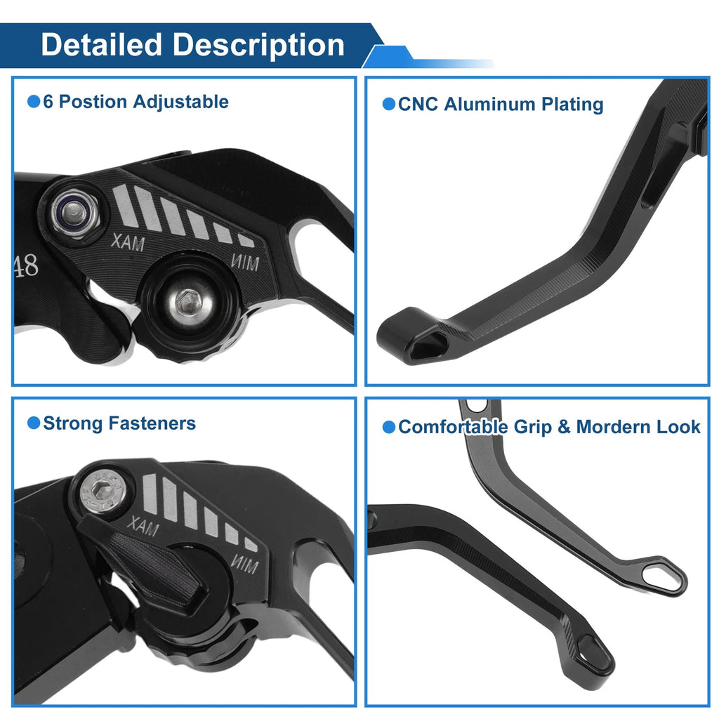 Short Brake Clutch Levers for Suzuki GSX-8S (2023–2025) - Solid Black, 1 Pair