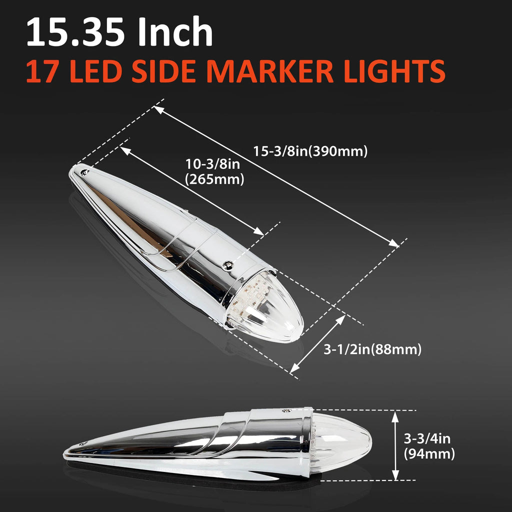 Set of 5 Clear Amber LED Roof Cab Marker Lights for Peterbilt Kenworth