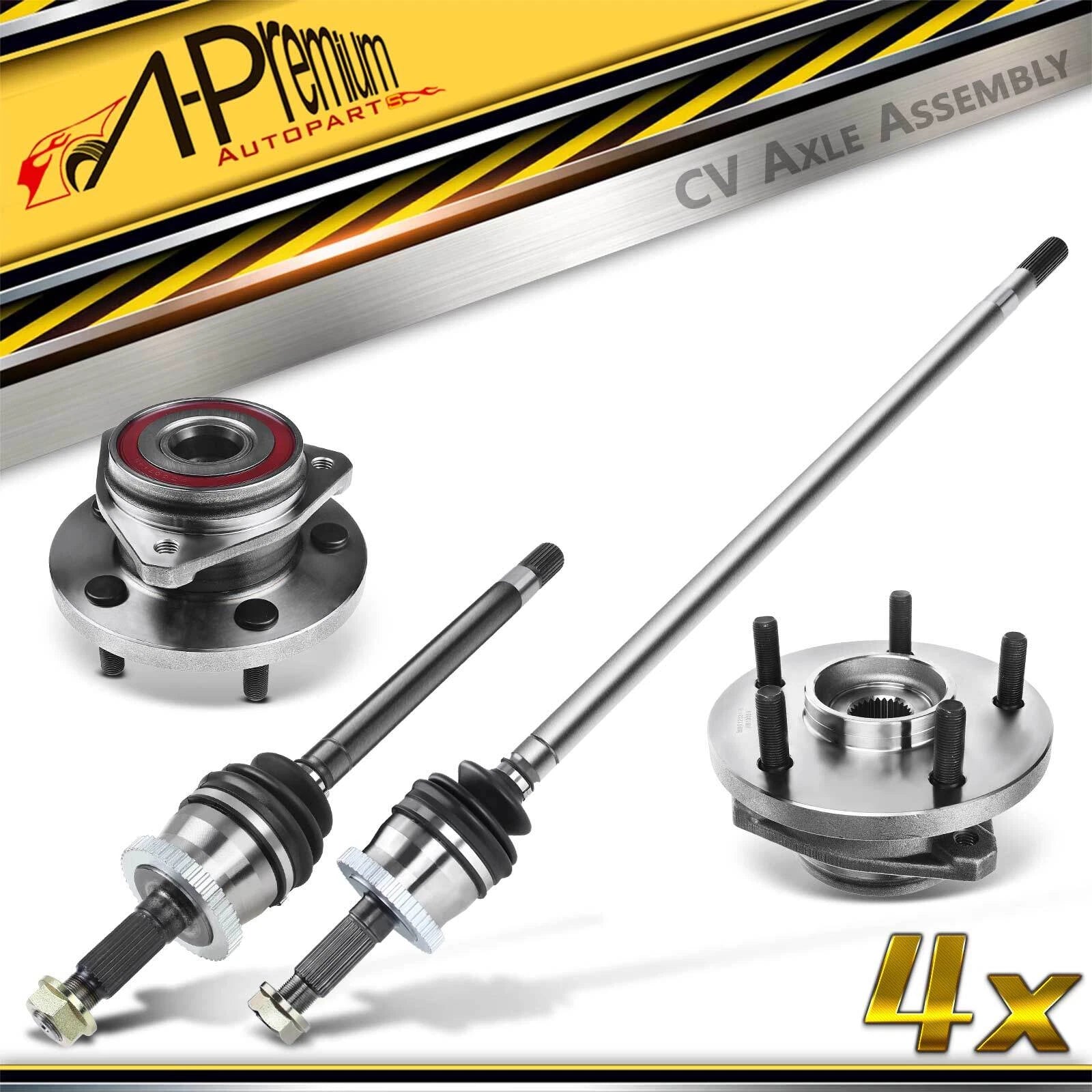 Set of 4 Front CV Axles with Hub Bearings for Jeep Grand Cherokee (1999–2004)