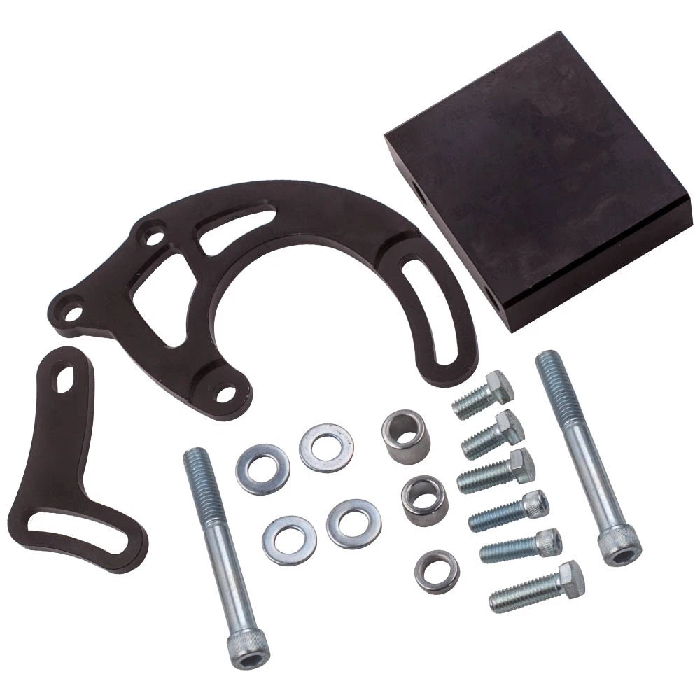 Water Pump Power Steering Bracket for Saginaw P Series (Black Anodized, 19–25)