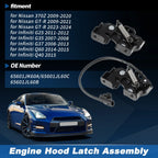 Set of 2 Hood Latch Assembly for Nissan GT-R (2009–2021) 65601JK60A/65601JL60C