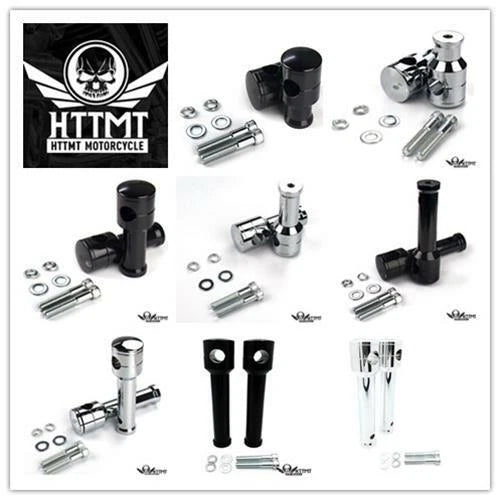 Set of 2 Black Chrome 1" Handlebar Risers for