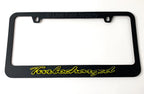 Matte Black Premium License Plate Frame w Yellow Outline for Universal Fit