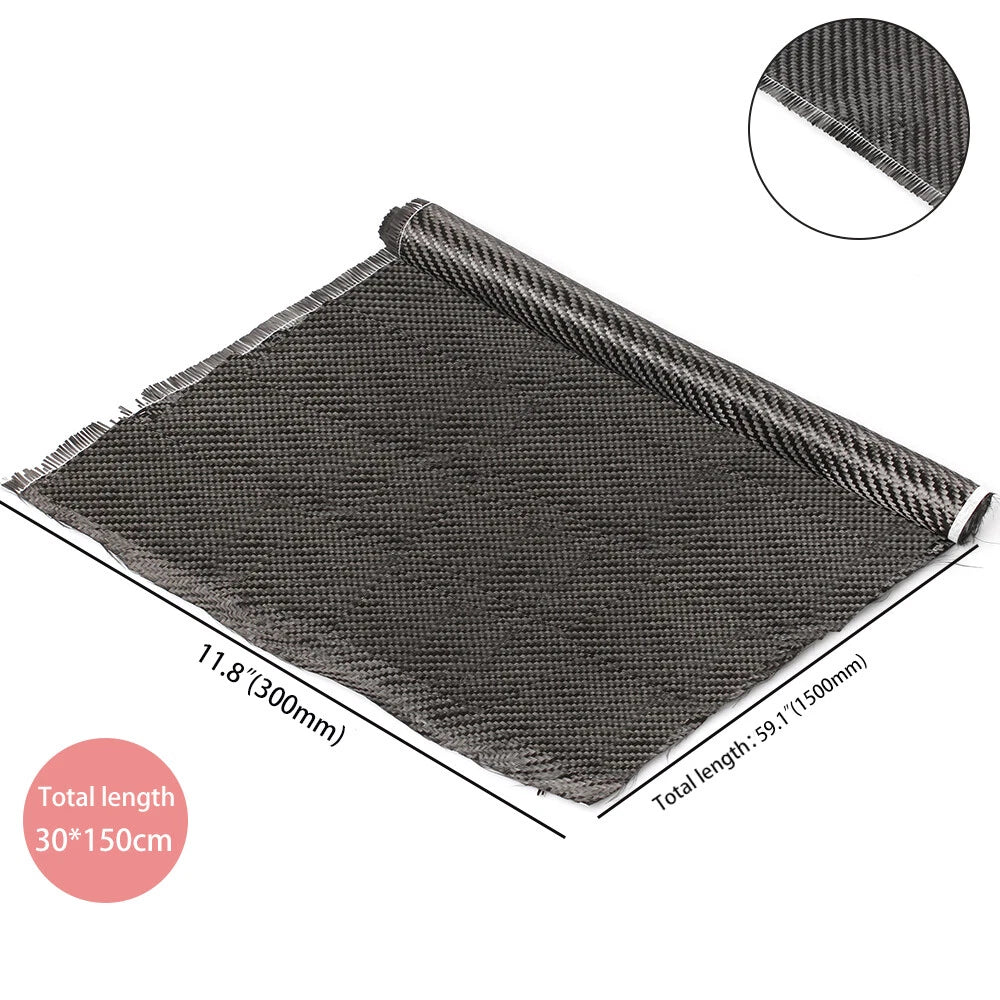 12" x 5FT Twill Weave Black Carbon Fiber Fabric Cloth