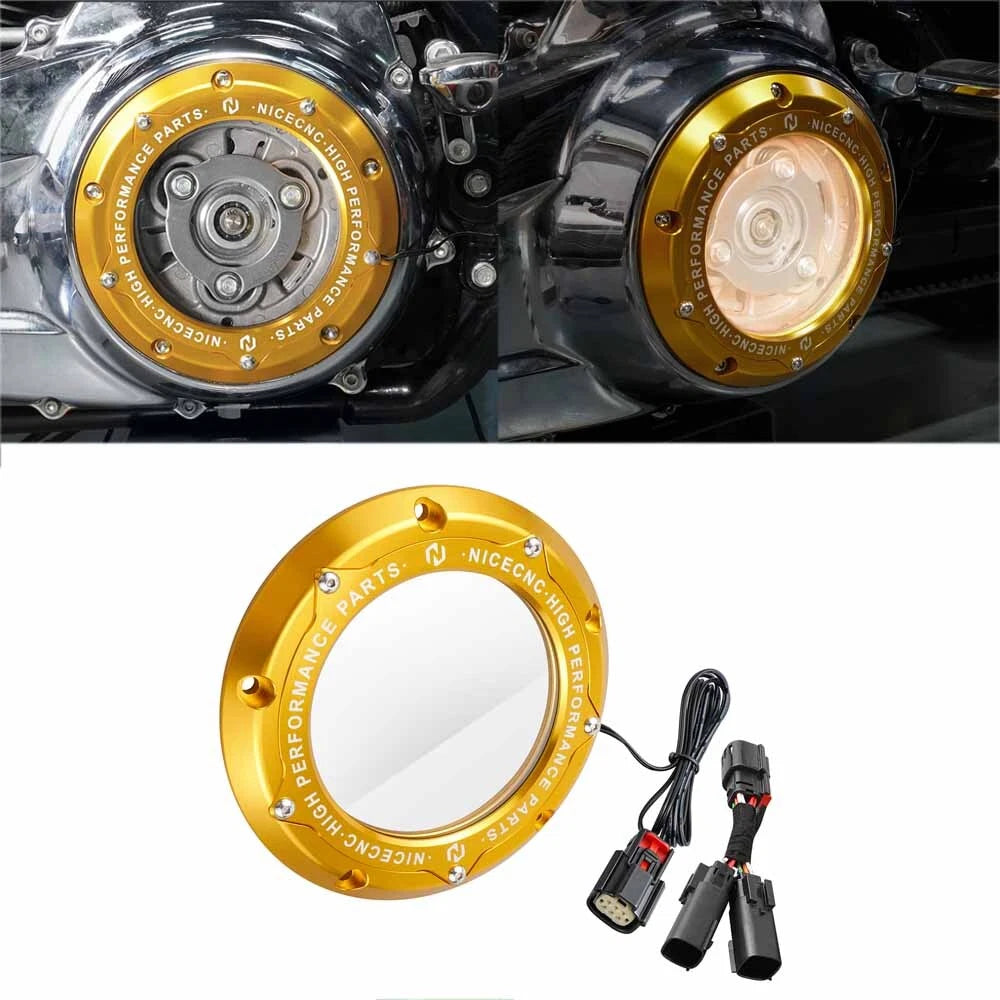 Clear Derby Cover with LED Strip Light for Harley Tri Glide Ultra (2016–2024)
