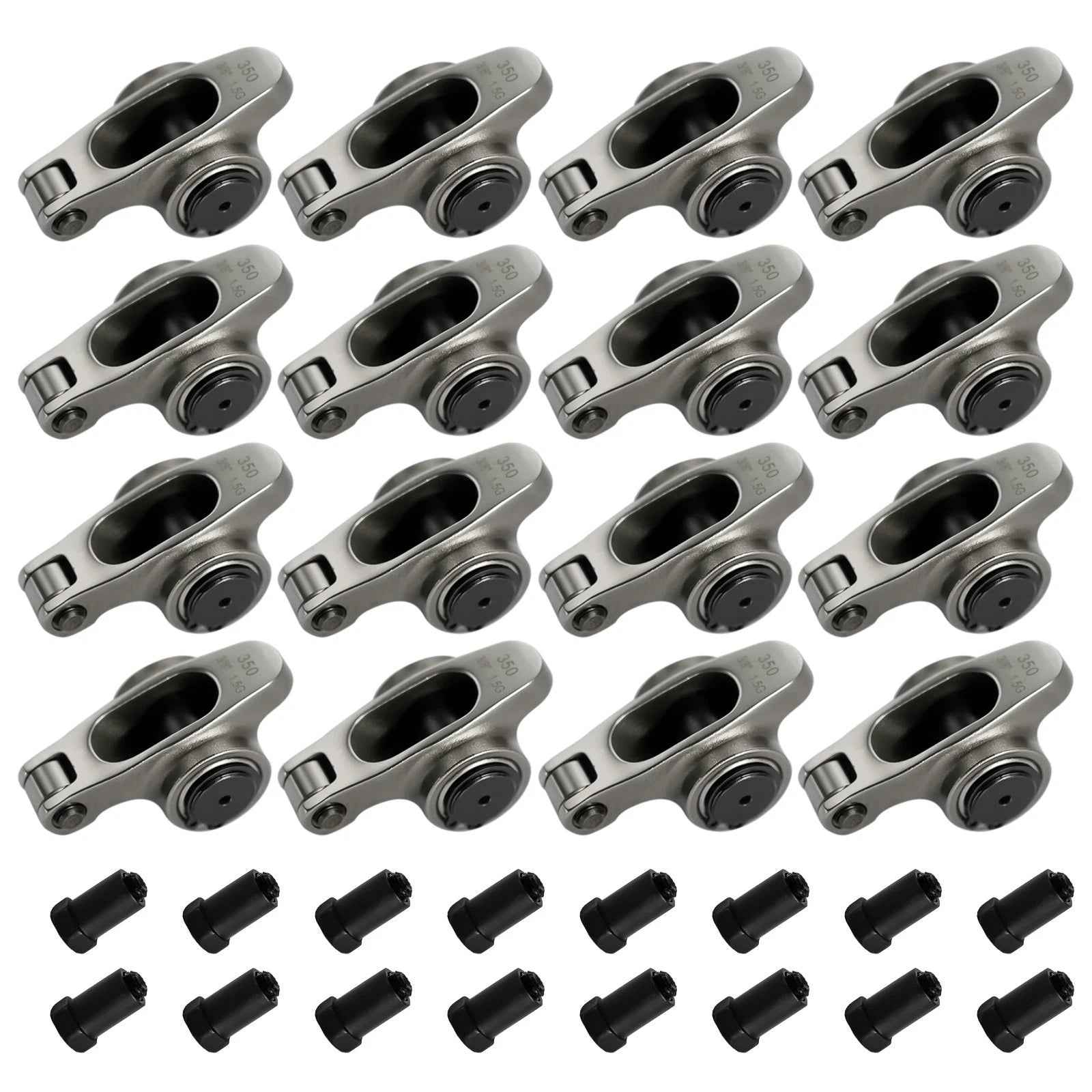Set of 1.50 Ratio 3/8" Stainless Steel Roller Rocker Arms for SBC 350 (1969–1995)