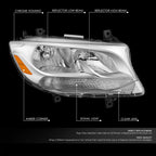 Chrome Amber Headlight for Mercedes Benz Sprinter 1500 (2019–2024)