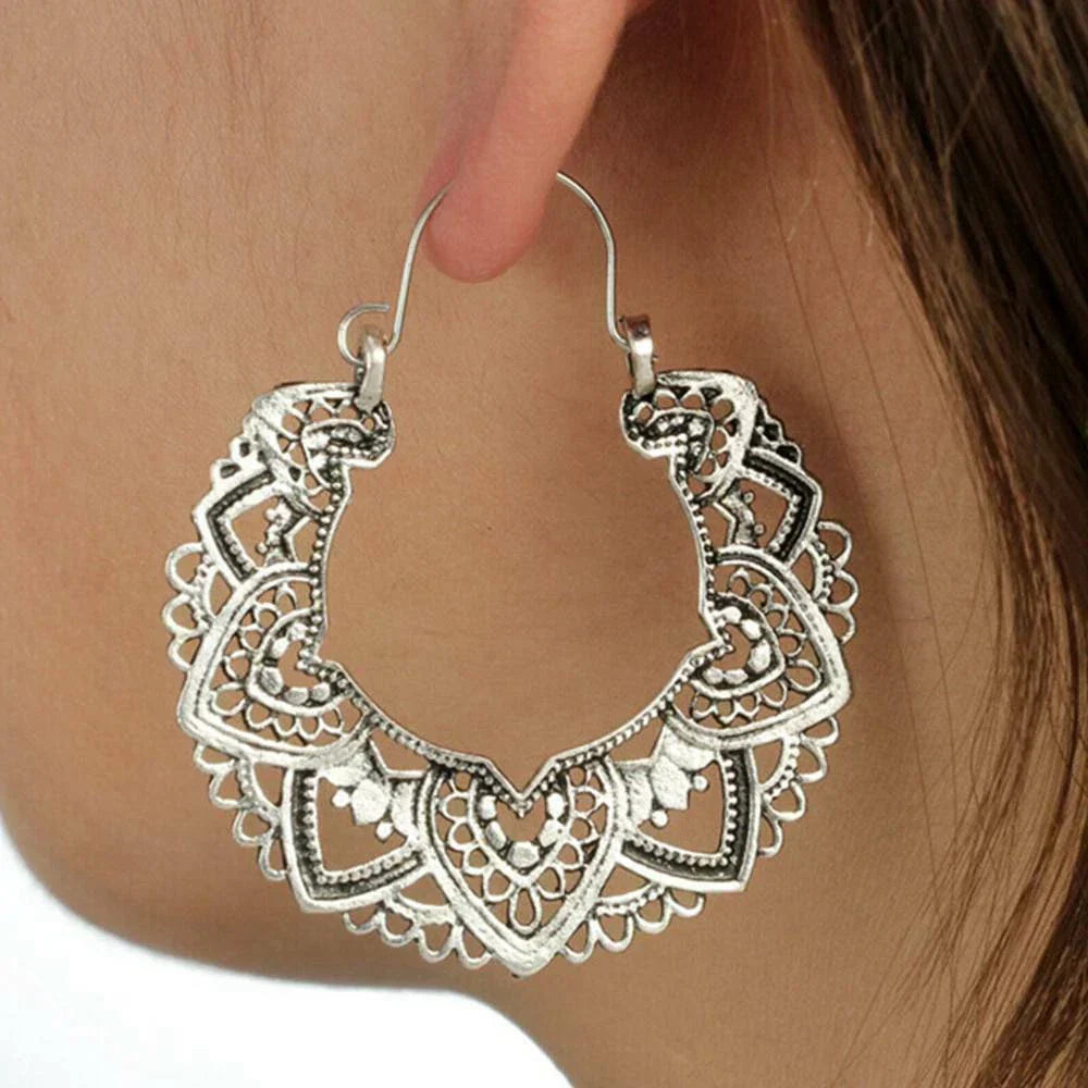 Boho Vintage Style Tibetan Dangle Drop Hook Earrings
