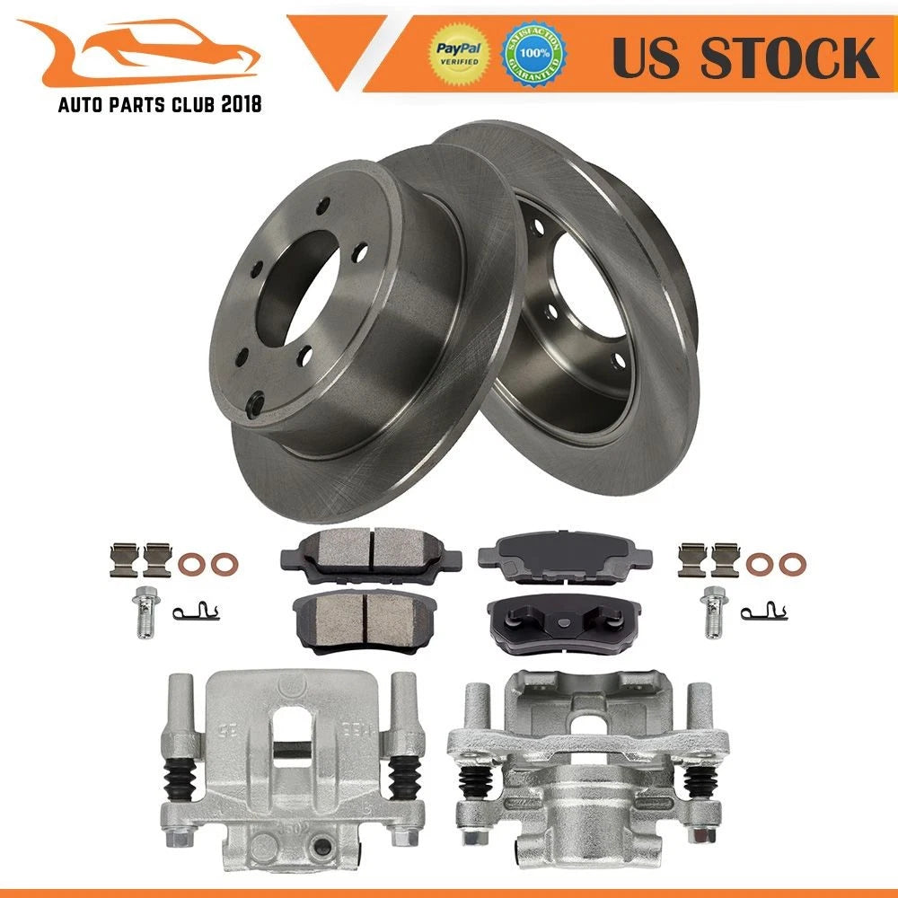 2X Rear Brake Calipers & Rotors with Ceramic Pads for Dodge Caliber (2007–2012)