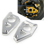 Yamaha YZF FZ8 FZ1 TMAX Silver Motorcycle Axle Spindle Chain Adjuster Blocks