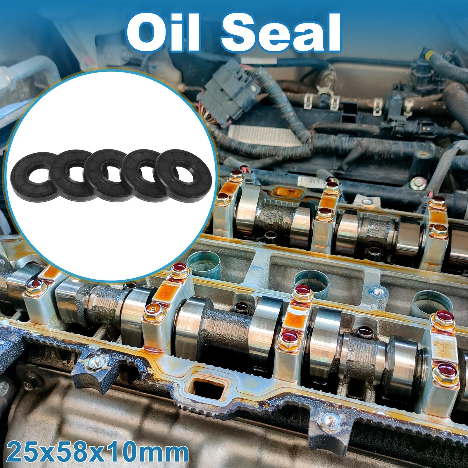 Set of 5 Oil Seal Ring 25x58x10mm for Rotary Shaft