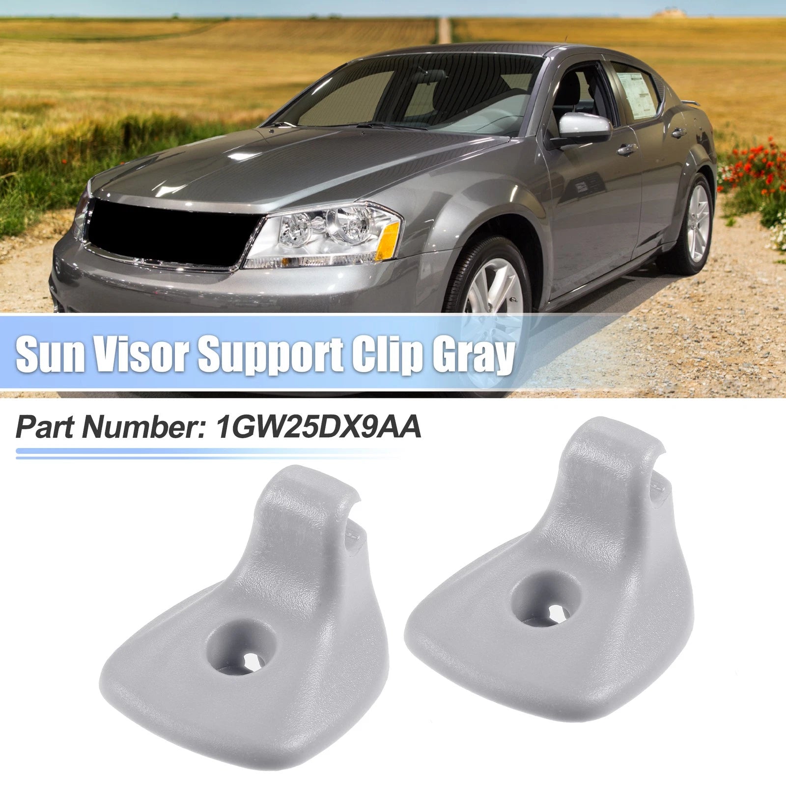 2X Sun Visor Support Clip Retainer 1GW25DX9AA for Dodge Chrysler 200 (2011–2017)