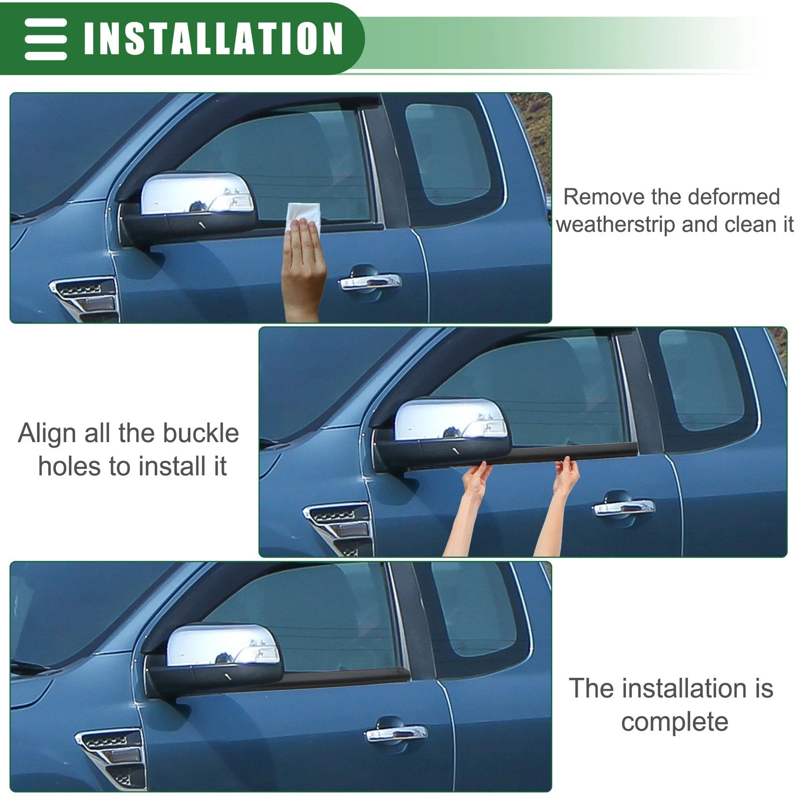 Set of 2 Window Weatherstrip Trim Seal Belt for Ford Ranger (1999–2011) 6L5Z1021453AA