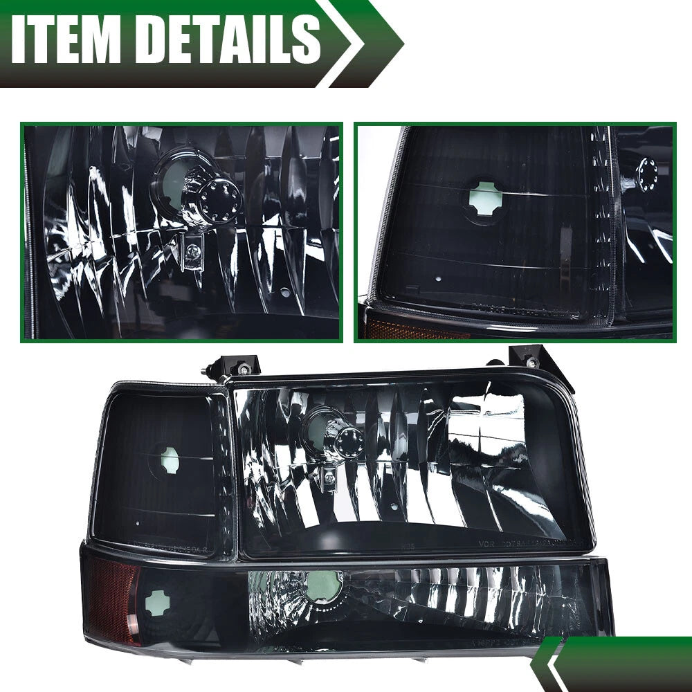 Smoke Lens Headlights for Ford Bronco, F-Series Super Duty (1992–1996)