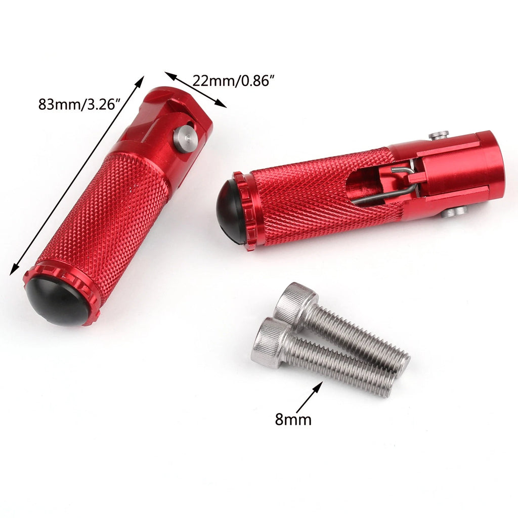 CNC Folding Foot Pegs Rear Set for Universal Motorcycle (Red)