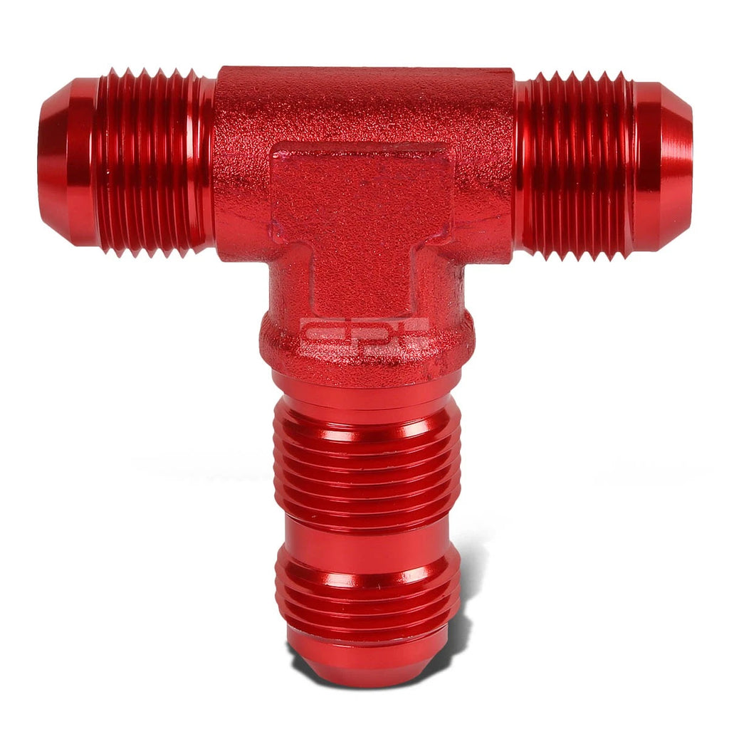 12AN Male to Female Bulkhead Flare Tee Fitting for Fuel/Oil (Red Anodized)