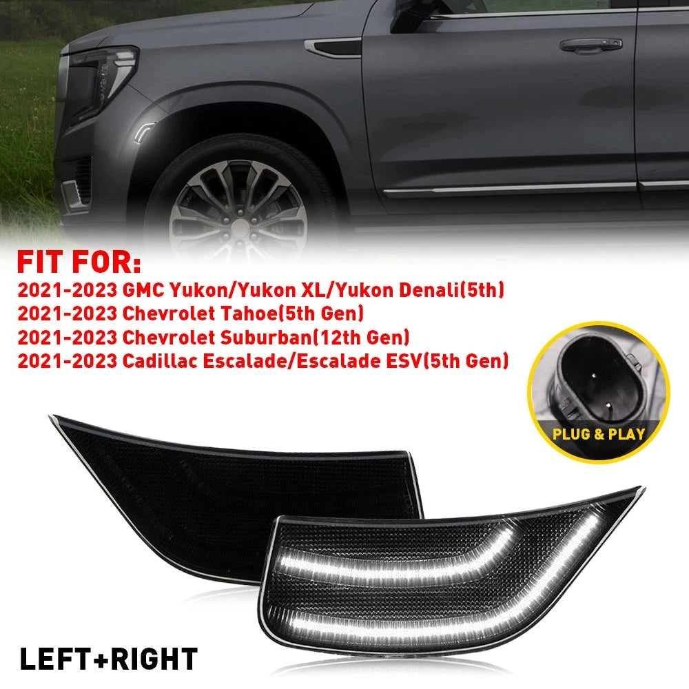 Smoke Lens White Side Marker Lights for Cadillac Escalade Suburban Tahoe Yukon (2021–up)