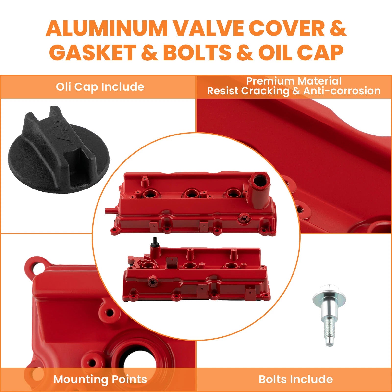 2pc Aluminum Engine Valve Covers with Gasket for Nissan 350Z (2003-2009)
