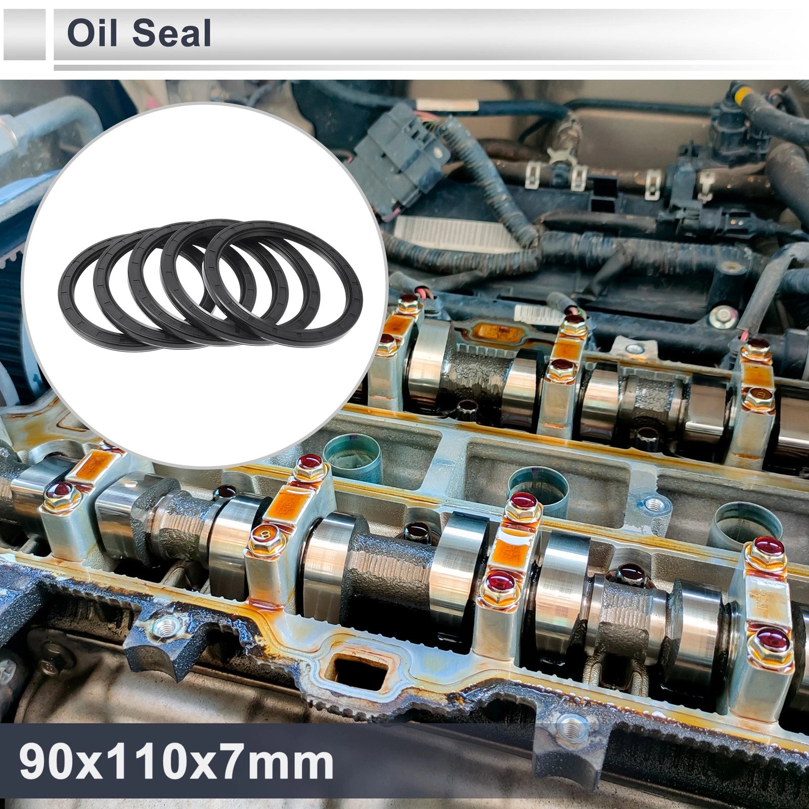Set of 5 Oil Seal Rotary Shaft Seal for Various Models (90x110x7mm)