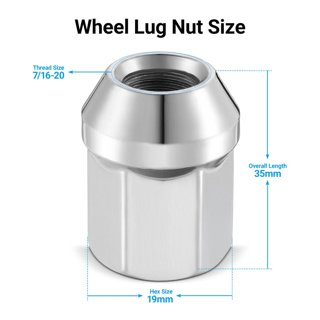 20PC Bulge Acorn Chrome Lug Nuts 7/16x20 Closed End for Chevy GMC K10 K20