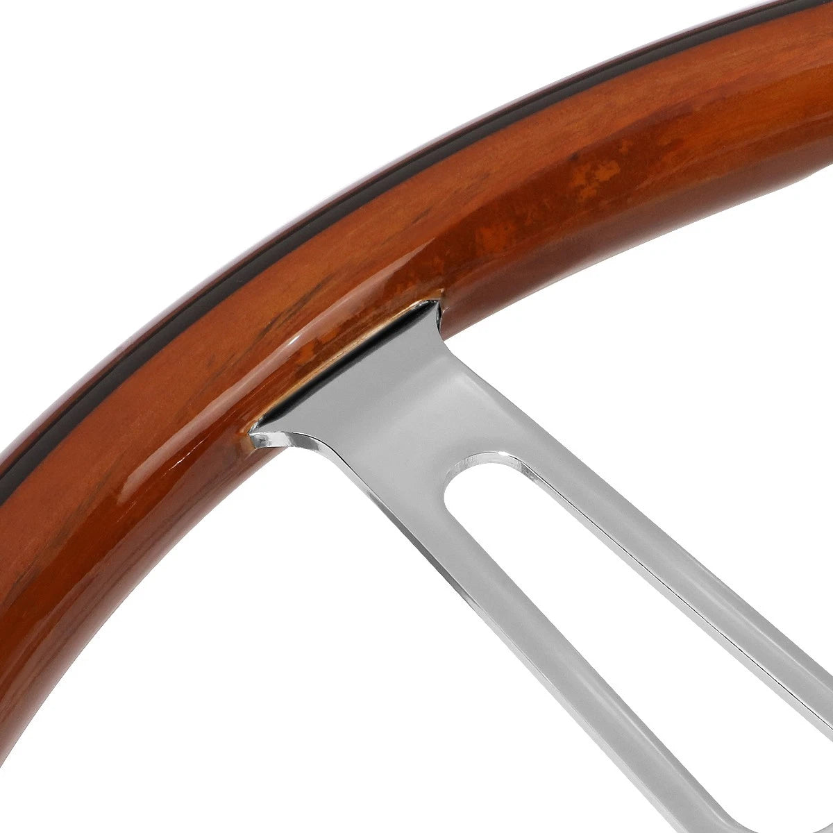 380mm Wood Grain Steering Wheel for Universal Fit (Vintage Style)