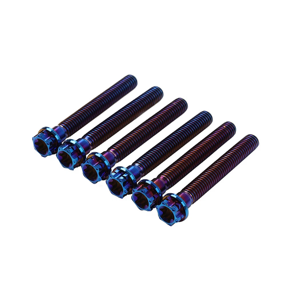 Set of 6 Titanium Torx Head Flange Screws M6x55mm for Motorcycle Bike GZ
