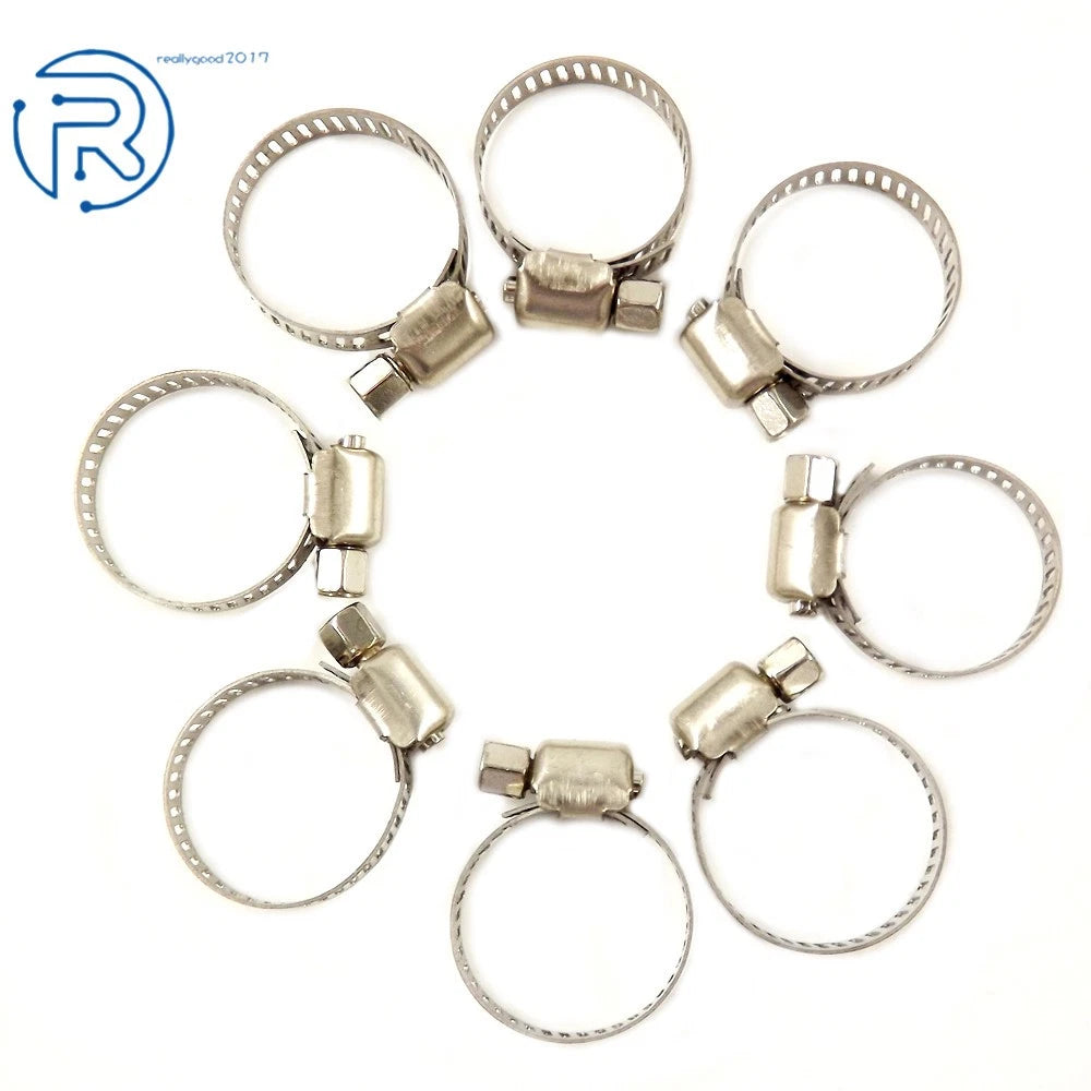 15pcs Adjustable Stainless Steel Drive Hose Clamps for Fuel Line (3/4"-1")