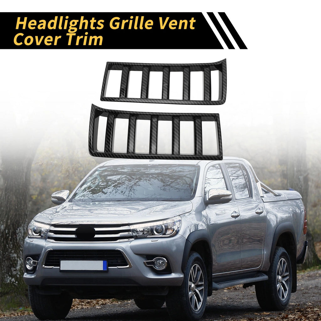 Set of 2 Carbon Fiber Pattern Headlights Grille Vent Cover for Toyota Tundra (2022–2024)