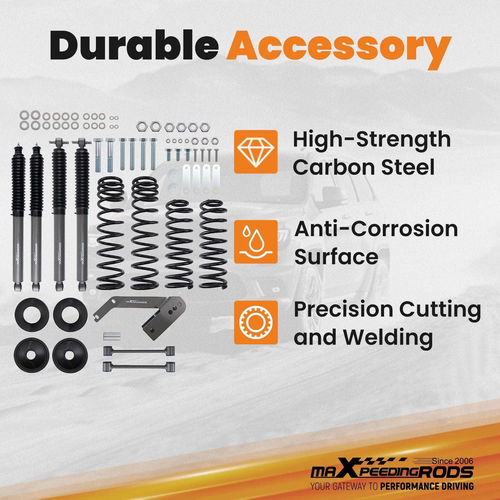 3.25" Lift Kit with Shocks for Jeep Wrangler JK 4-Door (2007–2018)