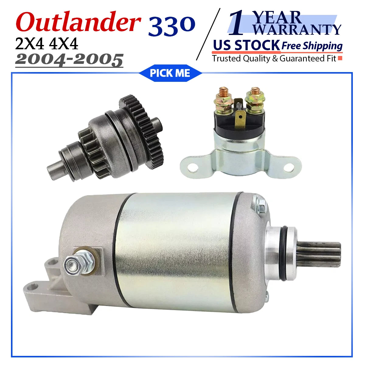 Starter Motor for Bombardier Outlander 330 2X4 4X4 (2004–2005) W/Bendix Relay
